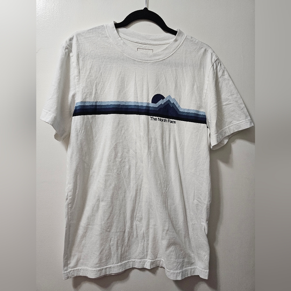 The North Face White Tee with Blue Mountain Graphic